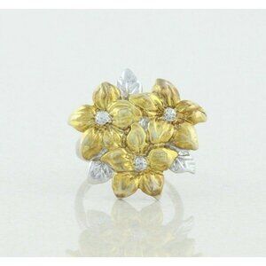Sterling Silver and Gold Over Sterling Flower Ring Size 7 1/4
